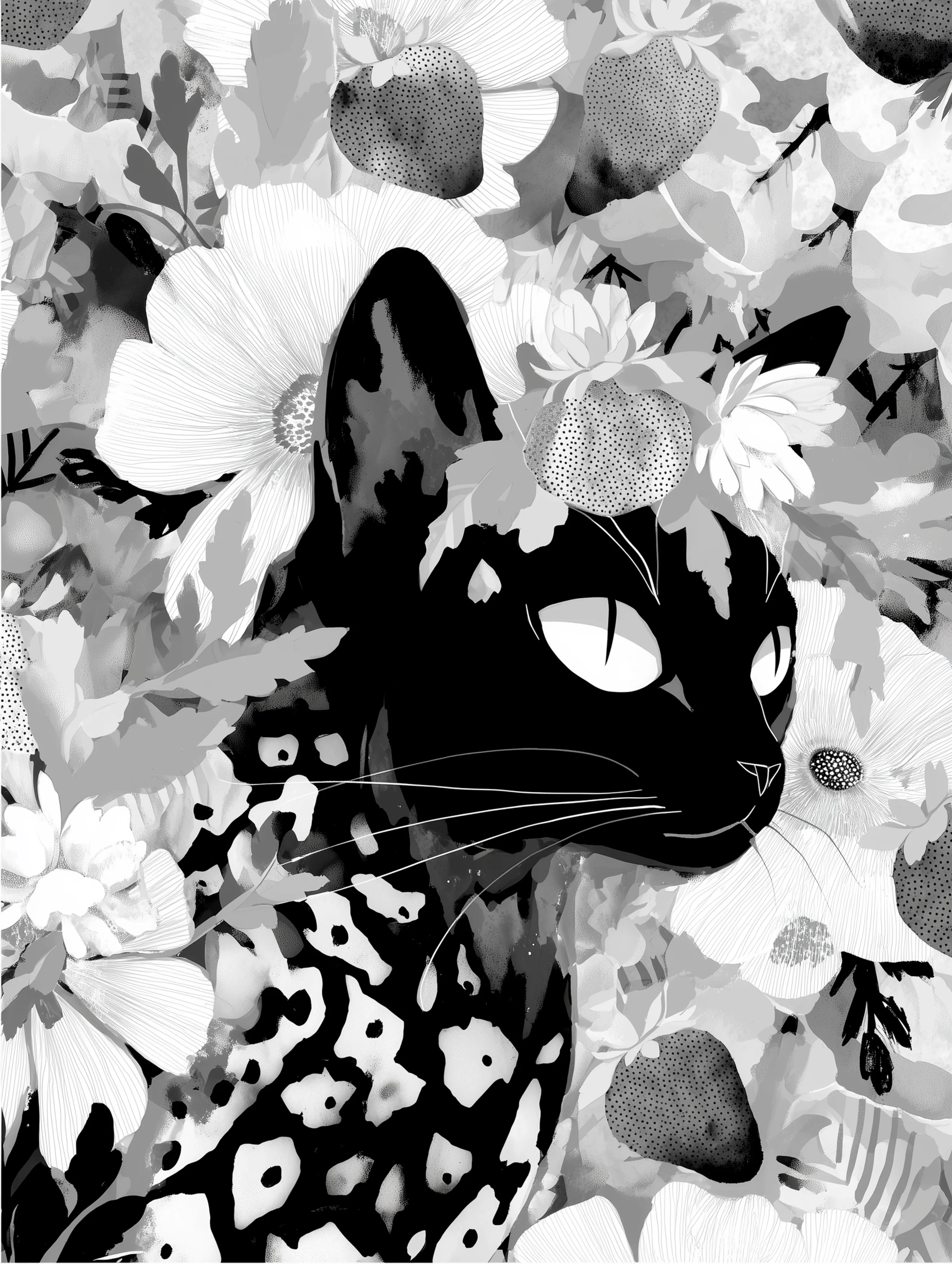 Free printable black cat coloring page for adults featuring peeping out black cat